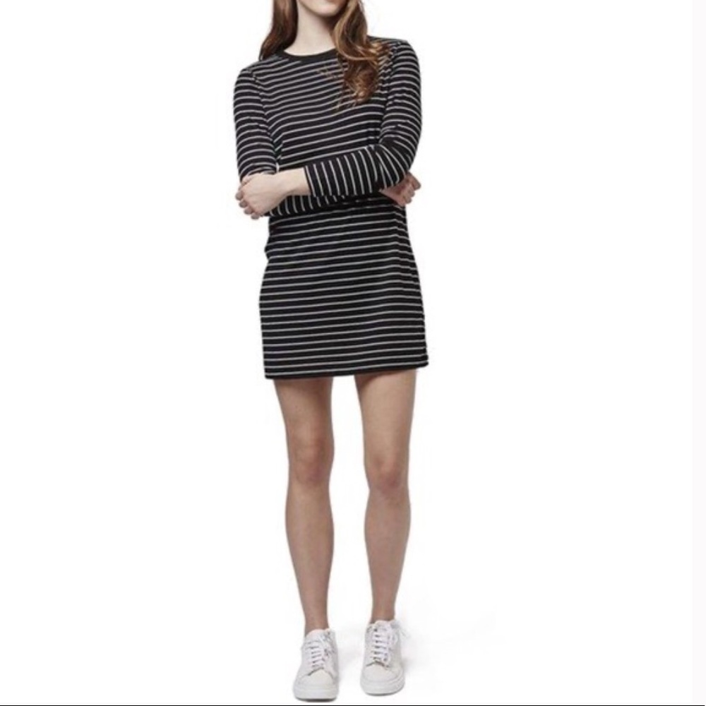 Long Sleeve Striped Crew Neck T-Shirt Dress